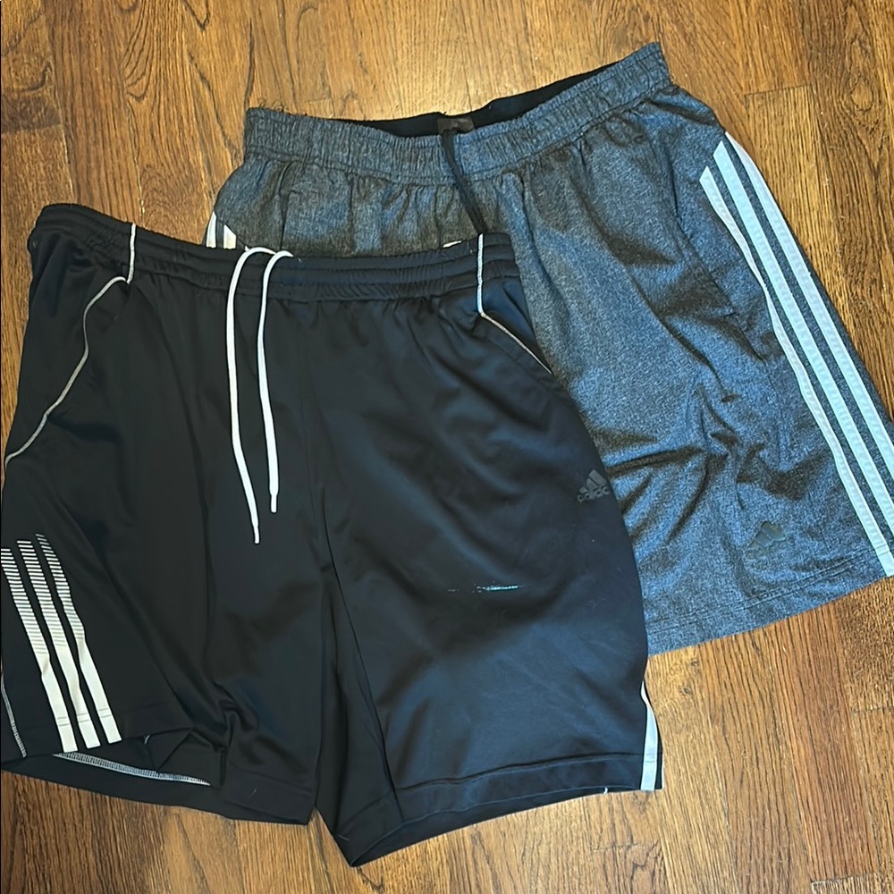 Adidas Black and Gray Athletic Shorts with Breathable Fabric